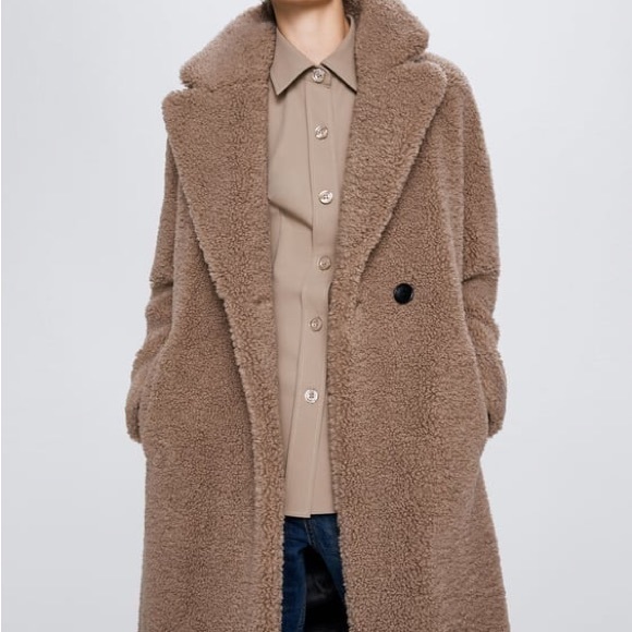 Zara tan faux shearling coat - Picture 3 of 12